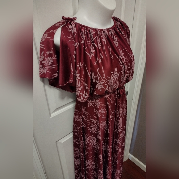 Vintage Alert! Union Made70's Floral Flutter Sleeve Maxi Dress Sz 7-8 - Picture 5 of 8